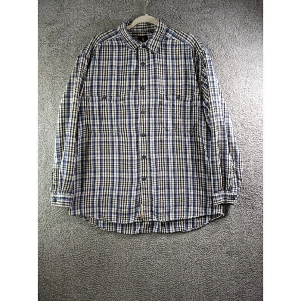 Levi's Shirt Men's XL Button Up Long Sleeve Cotton Blue Multi Plaid